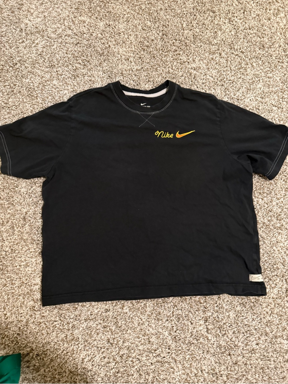 Nike Black Short Sleeve Tee with Yellow Logo Script